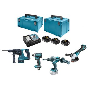 Makita Aku sada DGA513+DHR243+DHP481+DTD153 Li-ion LXT 18V