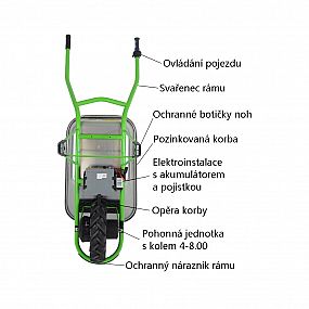 Motorové kolečko - Motúčko Standard-korba 100l, 0,8mm, 250W