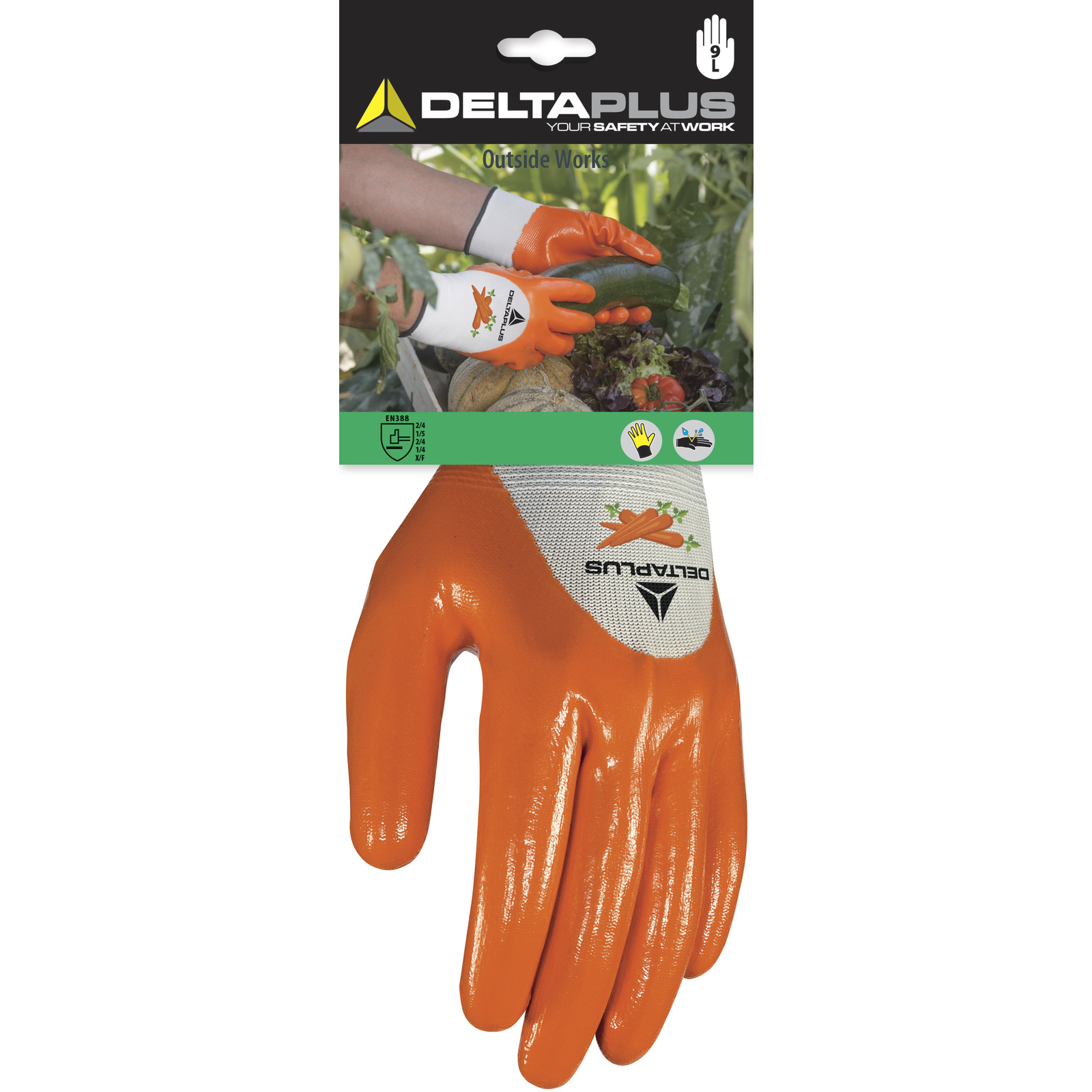 Rukavice oranž. PES/NITRIL 9