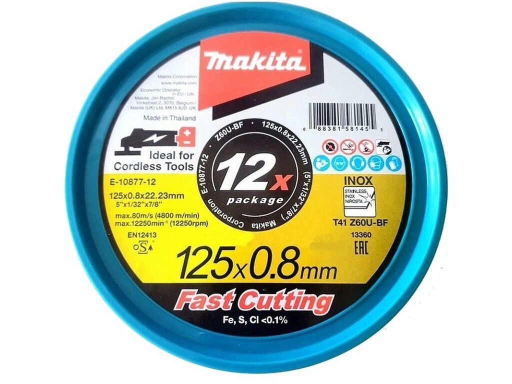 Makita řezný kotouč 125x0,8x22,23 nerez 12ks