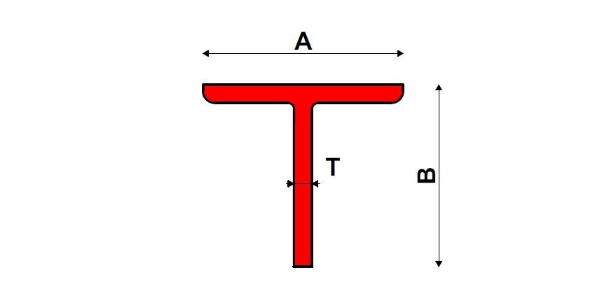 Profil T 50x50x6 DIN1024 - S235JRG2 dle EN10025 (ČSN425580, EN10055)