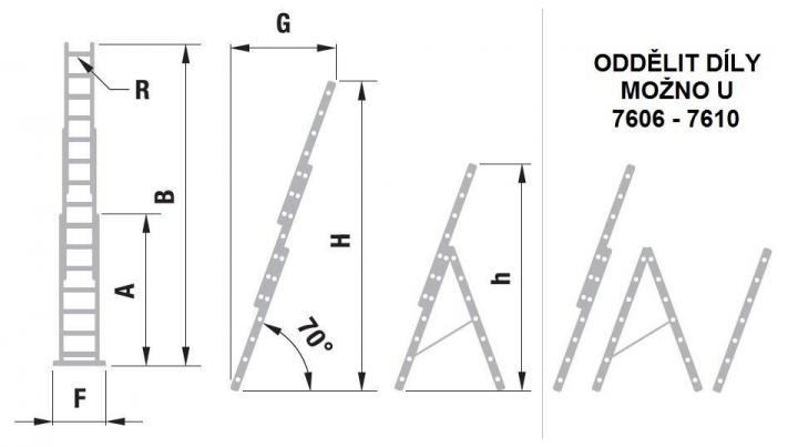 Žebřík 3dílný univerzální 3x7 7607