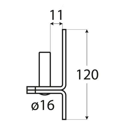 Držák čepu d 16mm / 11mm