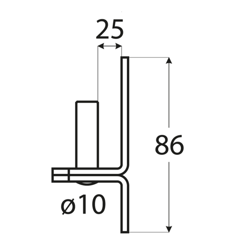 Držák čepu d 10mm / 25mm