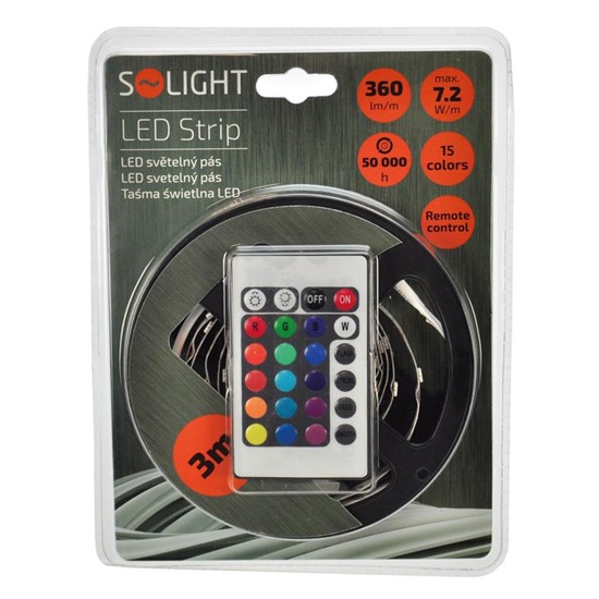 Solight LED světelný pás, RGB, 3m, sada s 12V adap